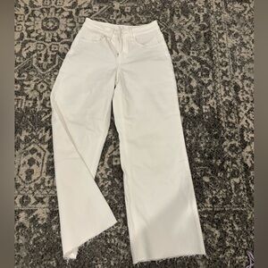 White vervet jeans , straight leg , distressed ankle , very cute ,size 24